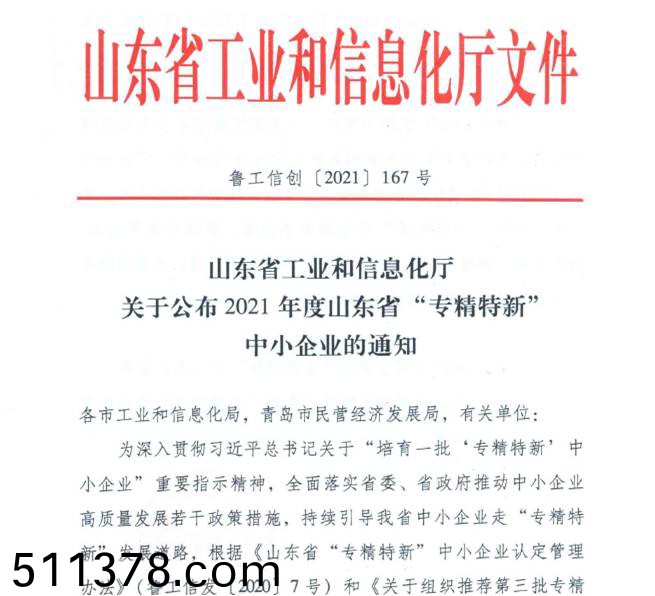 喜報(bào)(bao)！熱烈(lie)祝(zhu)賀我司(si)通(tong)過山(shan)東(dong)省(sheng)“專(zhuan)精特(te)新(xin)”中小企(qi)業(yè)(ye)讅覈